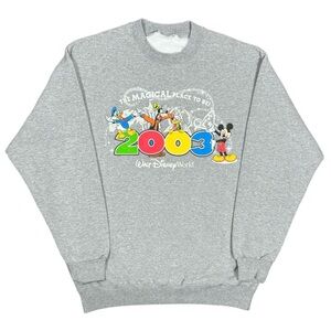 Vintage Walt Disney World 2003 Mickey Goofy Crewneck Sweatshirt Grey Size XXL